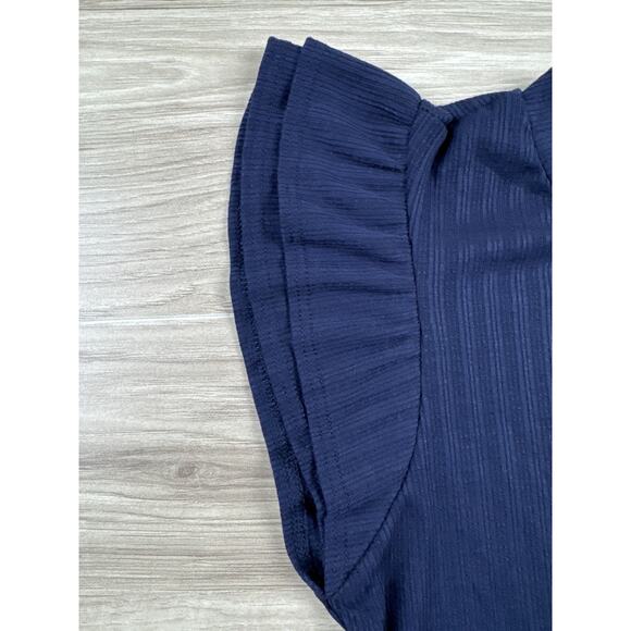 Gilli Double‎ Flutter Sleeve Knit Top, Navy Blue, Size S, NWT - Picture 3 of 5